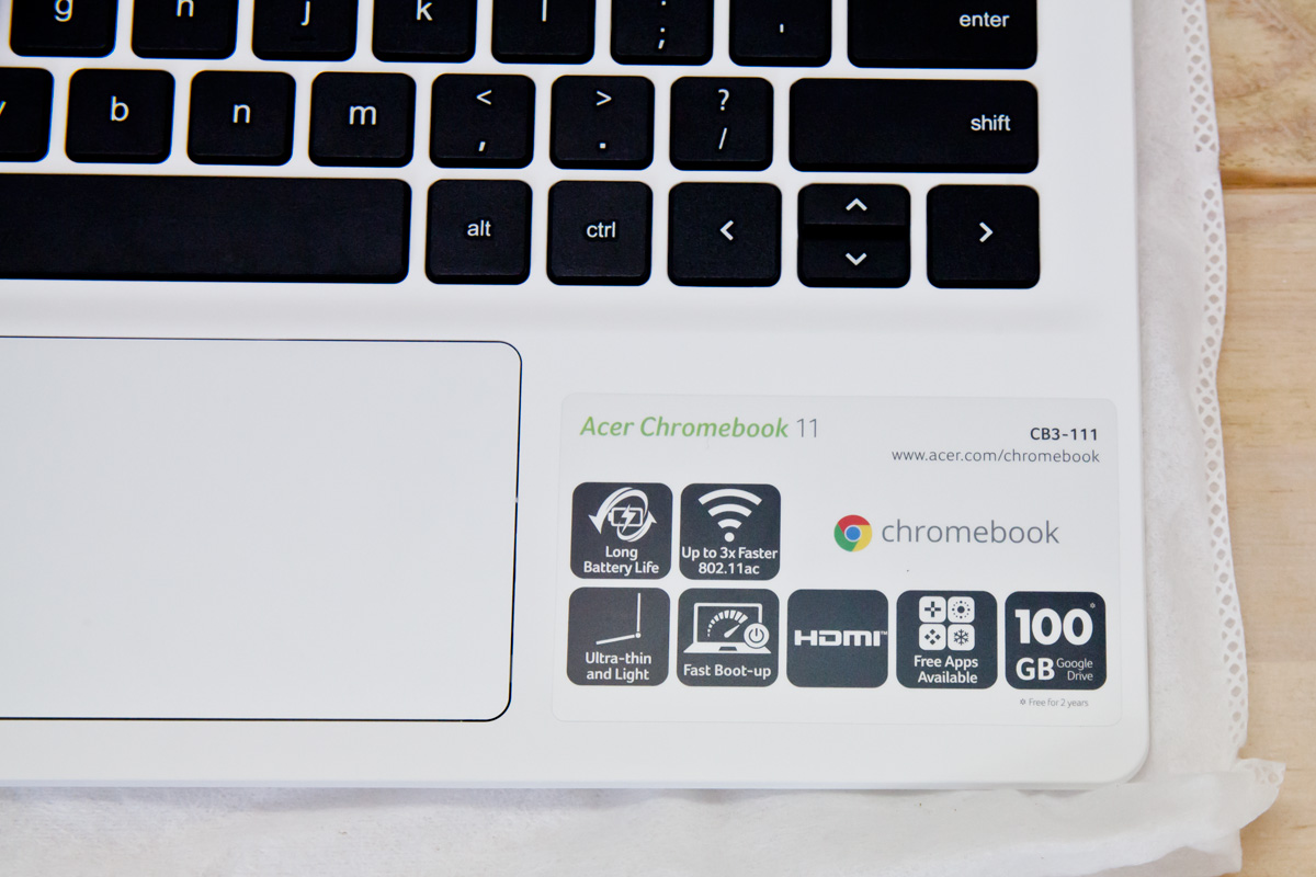 Acer Choromebook11 手元の簡易仕様アイコン