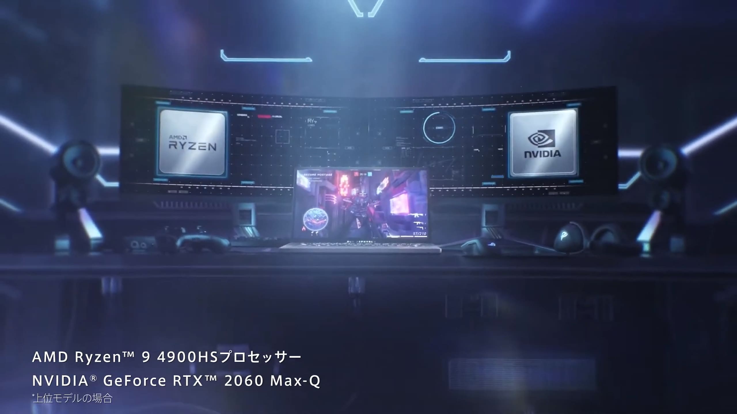 AMD RYZEN 9 R9-4900HS, NVIDIA GeForce RTX 2060 Max-Q 安裝在上款