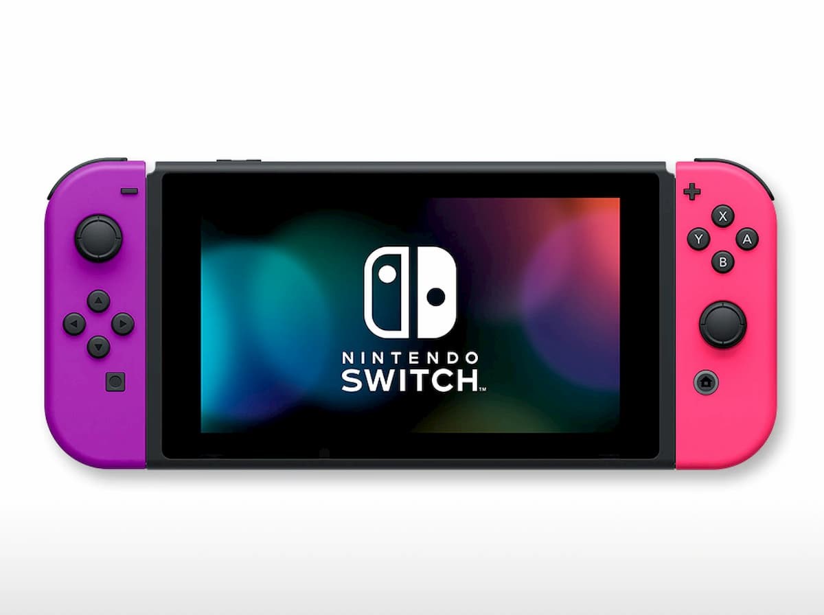 「Nintendo Switch」(Joy-Con(L)ネオンパープル/(R)ネオンピンク＋ストラップ ブラック2本)