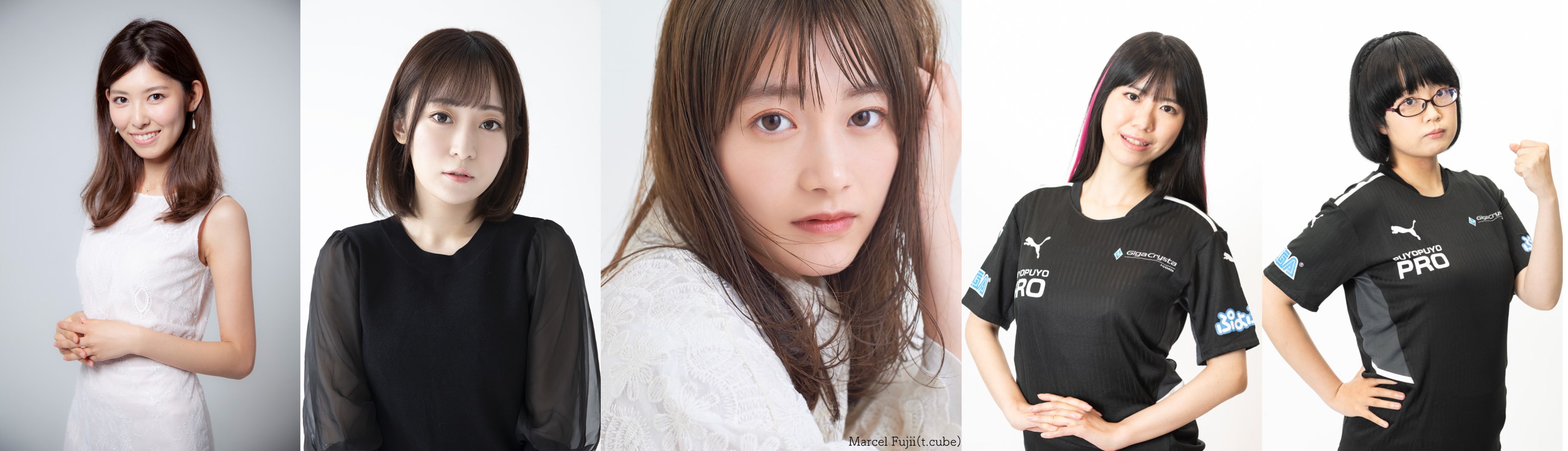 左から橘ゆりかさん、石飛恵里花さん、福田愛依さん、Tema選手、めいせつ選手